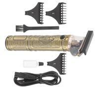 Rasoio Elettrico Tagliacapelli Buddha Head 3w Metallo Oro | Taglio Chioma e Barba Uomo, 1200mah Ricarica Usb, 120 Minuti Autonomia, Quattro Pettini