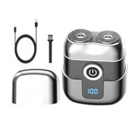 Rasoio Elettrico Tascabile - Trimmer Ricaricabile 2 Testine per Barba | Rasoio Impermeabile Compatto con Coperchio Magnetico Antipolvere per Casa Auto Campeggio