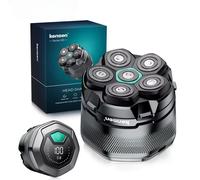 Rasoio Elettrico Uomo Calvo 6D USB LED Wet&Dry Testina Magnetica