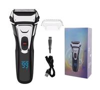 Rasoio Elettrico Uomo, Display LCD, Rasoi Elettrici con Lamina Impermeabile con Regolabarba, Rasoio Ricaricabile Senza Fili per la Rasatura del Viso, Display a LED per Uso