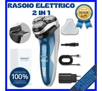 Rasoio Elettrico Uomo regolabarba testine rotanti taglia barba ricaricabile