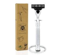 Rasoio Gillette Mach Compatibile in Acciaio Inossidabile Con Stand - Premium Selection per La Rasatura Gentleman - Ideale Come Regalo