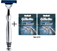 Rasoio Gillette Sensor Excel + 20 cartucce compatibili con manico cromato Tac...