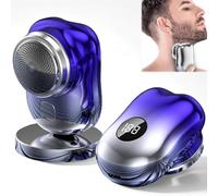 Rasoio Lureza, rasoio elettrico portatile Lureza Mini-Shave, rasoio elettrico tascabile per uomo con display a LED, bagnato e asciutto, ricaricabile tramite USB, per viaggi, ufficio (Blue)