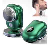 Rasoio Lureza, rasoio elettrico portatile Lureza Mini-Shave, rasoio elettrico tascabile per uomo con display a LED, bagnato e asciutto, ricaricabile tramite USB, per viaggi, ufficio (Green)