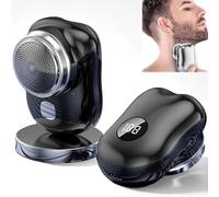 Rasoio Lureza, rasoio elettrico portatile Lureza Mini-Shave, rasoio elettrico tascabile per uomo con display a LED, bagnato e asciutto, ricaricabile tramite USB, per viaggi, ufficio (Black)
