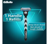 Rasoio manuale Gillette MACH3, 1 lama, 1 telaio, 1 testina lame, rasoio da manuale, da viaggio, portatile