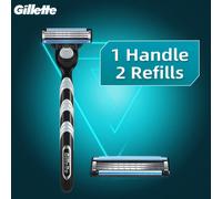 Rasoio manuale Gillette MACH3 con 1 telaio a lama, 2 testine a lama, 3 di lame, rasoio manuale da da viaggio portatile