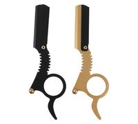 Rasoio Manuale per Barba Uomo Anello per Dita, Nero | Acciaio Inossidabile e Metallo, Impugnatura Bilanciata, Guardia Apribile, Uso Domestico Bagno
