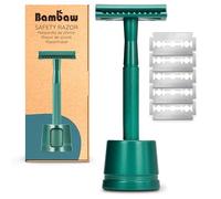 Rasoio metallo Con Supporto| Rasoio di sicurezza con 5 lamette per rasoio di sicurezza | Rasoio barba | vintage corpo donna Rasoio | Rasoio monolama per rasatura tradizionale | Safety razor | Bambaw