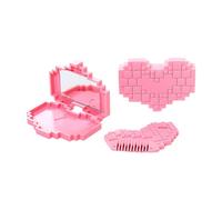 Rasoio per capelli con doppie punte, pettine a forbice, con specchio a forma di cuore, in acciaio inossidabile e materiale flessibile, strumento per la toelettatura personale, per viaggi, attività