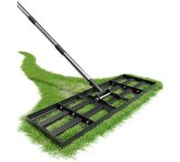 Rasoio per prato, 75 x 25 cm (larghezza regolabile), con manico in metallo extra lungo fino a 2 metri, raschietto per prato ad alta resistenza, per giardino, campo da golf, scarificatore Gardena
