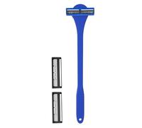 Rasoio per schiena da uomo, portatile, 2 in 1, strumento per tagliare e governare il corpo, delicato sulla pelle, massaggiatore con manico ergonomico, soluzione quotidiana per rasatura e styling per