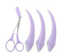 Rasoio per sopracciglia per la sicurezza per principianti, lama a mezzaluna in acciaio inossidabile con micro-guardia, trimmer per sopracciglia a mezzaluna portatile per amante del trucco (Viola)