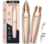 Rasoio per sopracciglia per le donne: rasoio ricaricabile 2 in 1 per viso e sopracciglia, dispositivo elettrico indolore per peli fini, labbro superiore e mento