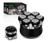Rasoio per testa calva da uomo, con testa rotativa 7D per uomini calvi, rasoio elettrico con display a LED, ricarica rapida USB-C impermeabile