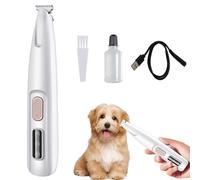 Rasoio per zampe di cane, tagliacapelli per cani, per D-og, impermeabile, ricaricabile tramite USB, con luce LED, tagliacapelli D-og, rasoio silenzioso per gatti e animali (bianco)