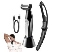 Rasoio posteriore per uomo - Trimmer dei del corpo, manico per | toelettatura resistente all'acqua | Strumento di rasatura regolabile a lungo raggio con presa rimovibile per un facile viaggi
