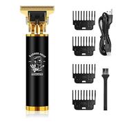Rasoio professionale da uomo, ricaricabile tramite USB, senza fili, per capelli e barba, lunghezza regolabile, nero con dettagli dorati