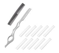 Rasoio Sfoltimento Pro-Grade con 10 Lame di Ricambio, Forbici Professionali Rasoio Pettine Diradamento Capelli, Feather Hair Styling Razor Adatto a Tous Les Styles (Argento)