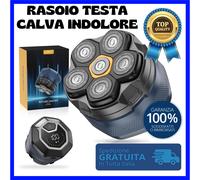 Rasoio Testa Calva Capelli uomo 6 testine magnetiche ricaricabile tagliacapelli