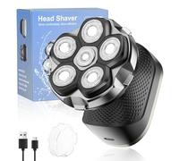 Rasoio Testa Calva Uomo, Rasoio Elettrico Barba, Rasoio a testine Rotanti al litio, 6D Rasoio Capelli Uomo Testa con Rasoio Testa Magnetiche, Wet & Dry 100% Lavabile, USB Ricaricabile Senza Fili