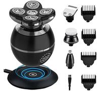 Rasoio Testa Calva, Rasoio Elettrico Barba 5 in 1 Impermeabile IPX7 con 5 Testine Rotanti, Rasoio Capelli Uomo a zero con Display LED tagliacapelli elettrico, per Naso Orecchie Corpo Viso