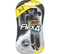 BIC Rasoio monouso da uomo Flex 4, 4 lame, testina pivotante, banda lubrificante, confezione 3+1