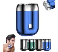 Rasoir électrique Jacooba, mini rasoir électrique à double tête Jacooba, rasoir électrique compact étanche rechargeable, mini rasoir électrique portable USB (Blue)