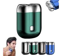 Rasoir électrique Jacooba, mini rasoir électrique à double tête Jacooba, rasoir électrique compact étanche rechargeable, mini rasoir électrique portable USB (Green)