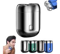 Rasoir électrique Jacooba, mini rasoir électrique à double tête Jacooba, rasoir électrique compact étanche rechargeable, mini rasoir électrique portable USB (White)