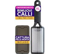 Raspa Piedi Professionale ANTIRUGGINE Con Raccoglitore (Taglia XL) NYK1 MEGAFILE Lima Per Piedi E Talloni Togli Calli Piedi Per Uso Asciutto Bagnato - Raschietto Potente Con Impugnatura Antiscivolo