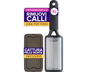 Raspa Piedi Professionale ANTIRUGGINE Con Raccoglitore (Taglia XL) NYK1 MEGAFILE Lima Per Piedi E Talloni Togli Calli Piedi Per Uso Asciutto Bagnato - Raschietto Potente Con Impugnatura Antiscivolo