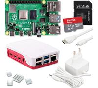 Raspberry Pi 4 4GB Starter Set | Scheda SD Ultra 64GB | Alimentatore USB-C 15W | Alloggiamento | Cavo Micro HDMI 4K | Set Dissipatore di Calore | Ideale per Smart Home, Retro Gaming & Home Assistant
