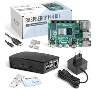 Raspberry Pi 4 8GB Starter Kit Black | Alimentatore USB-C 15 W | Alloggiamento | 64 GB Edition | Cavo Micro HDMI 4k | Set dissipatore di calore