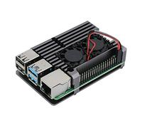 Raspberry Pi 4 Modello B Custodia in alluminio con doppia ventola di raffreddamento in metallo Shell grigio Box per RPI 4B (con doppia ventola)