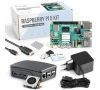 Raspberry Pi 5 16 GB Starter Kit Black | Alimentatore ufficiale da 27 W | Custodia ufficiale con ventola | Scheda di memoria da 64 GB | Cavo Micro HDMI 4K 1 m