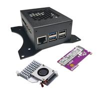 Raspberry Pi 5 Custodia Big con Supporti VESA Rimovibili e Active Cooler + Shield PCIe M.2 NVMe SSD (Case Big + Shield NVMe)