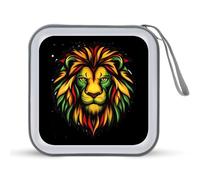 Rasta - Custodia porta CD con muso di leone giamaicano, portatile, capacità 40, organizer per DVD da viaggio in auto