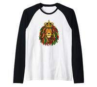 Rasta Leone di Giuda Corona Rastafariana Reggae Etiopia Maglia con Maniche Raglan