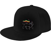 Rasta Lion of Judah - Berretto da baseball a tesa piatta, unisex, regolabile, colore: nero, Foto a colori, Etichettalia unica