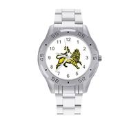 Rasta Lion - Orologio da polso da uomo, in acciaio inox, analogico, al quarzo, Stile:, regular