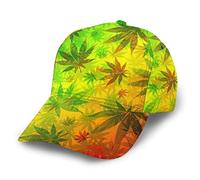 Rasta Marijuana Weed Leaves Cappello da sole Berretti da baseball unisex Rasta Reggae Music Cappellino da camionista traspirante Cappellini sportivi regolabili Uomo Donna con foro per coda di cavallo