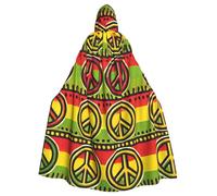 Rasta-Peace-Sign, mantello con cappuccio da strega, per adulti, costume di Halloween