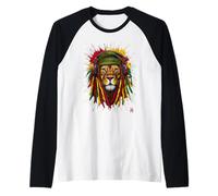 Rasta Reggae Musica Leone di Giuda Rastafari Orgoglio Jamaika Jah Maglia con Maniche Raglan