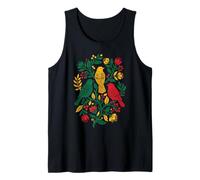 Rasta Reggae Roots Three Birds Jamaica Folk Art Floral Canotta