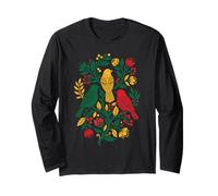 Rasta Reggae Roots Three Birds Jamaica Folk Art Floral Maglia a Manica