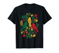 Rasta Reggae Roots Three Birds Jamaica Folk Art Floral Maglietta