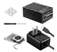 RasTech - Kit di accessori per Raspberry Pi 5 con potenza GaN 27 W 5,1 V 5 A, dispositivo di raffreddamento attivo e custodia per Raspberry Pi 5 16 GB/8 GB/4 GB/2 GB