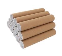 RASTKY 12 Pezzi Rotondi Tubi di Carta Kraft Archiviazione Poster - Robusti Tubi Postali con Coperchi in Plastica, Opere d'arte Perfette, Documenti, Progetti e Grafica - Riutilizzabile e Riciclabile